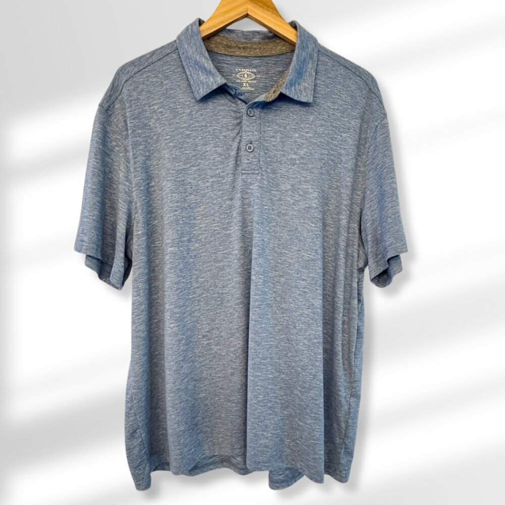 💙 G.H. Bass & Co. Cooling Stretch Polo Shirt | Heathered Blue | Super Soft | XL